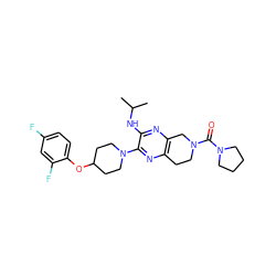 CC(C)Nc1nc2c(nc1N1CCC(Oc3ccc(F)cc3F)CC1)CCN(C(=O)N1CCCC1)C2 ZINC001772615151