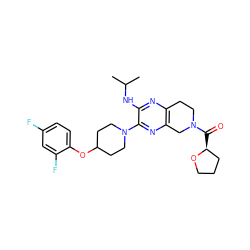 CC(C)Nc1nc2c(nc1N1CCC(Oc3ccc(F)cc3F)CC1)CN(C(=O)[C@H]1CCCO1)CC2 ZINC001772585013