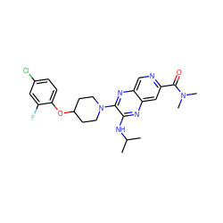 CC(C)Nc1nc2cc(C(=O)N(C)C)ncc2nc1N1CCC(Oc2ccc(Cl)cc2F)CC1 ZINC000144486631