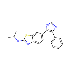 CC(C)Nc1nc2ccc(-c3[nH]cnc3-c3ccccc3)cc2s1 ZINC000029041774