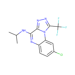 CC(C)Nc1nc2ccc(Cl)cc2n2c(C(F)(F)F)nnc12 ZINC000000003717