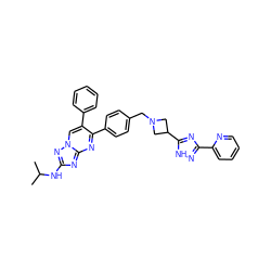 CC(C)Nc1nc2nc(-c3ccc(CN4CC(c5nc(-c6ccccn6)n[nH]5)C4)cc3)c(-c3ccccc3)cn2n1 ZINC000143027922