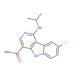 CC(C)Nc1ncc(C(N)=O)c2[nH]c3ccc(F)cc3c12 ZINC000072125834