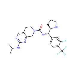 CC(C)Nc1ncc2c(n1)CN(C(=O)N[C@@H](c1ccc(C(F)(F)F)c(F)c1)[C@H]1CCCN1)CC2 ZINC001772638652