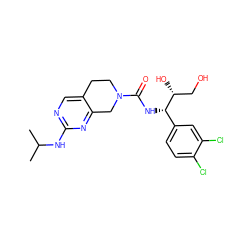 CC(C)Nc1ncc2c(n1)CN(C(=O)N[C@@H](c1ccc(Cl)c(Cl)c1)[C@H](O)CO)CC2 ZINC000202125273