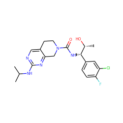 CC(C)Nc1ncc2c(n1)CN(C(=O)N[C@@H](c1ccc(F)c(Cl)c1)[C@@H](C)O)CC2 ZINC000169326155