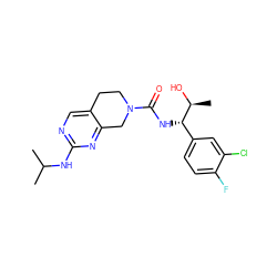 CC(C)Nc1ncc2c(n1)CN(C(=O)N[C@@H](c1ccc(F)c(Cl)c1)[C@H](C)O)CC2 ZINC000169326156