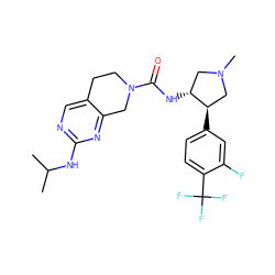 CC(C)Nc1ncc2c(n1)CN(C(=O)N[C@@H]1CN(C)C[C@H]1c1ccc(C(F)(F)F)c(F)c1)CC2 ZINC000202133346