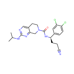 CC(C)Nc1ncc2c(n1)CN(C(=O)N[C@H](CCC#N)c1ccc(Cl)c(Cl)c1)CC2 ZINC001772585180