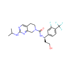 CC(C)Nc1ncc2c(n1)CN(C(=O)N[C@H](CCO)c1ccc(C(F)(F)F)c(F)c1)CC2 ZINC000202126918