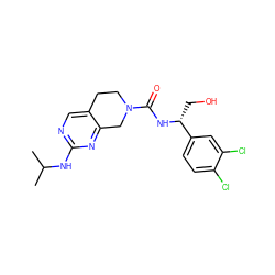 CC(C)Nc1ncc2c(n1)CN(C(=O)N[C@H](CO)c1ccc(Cl)c(Cl)c1)CC2 ZINC000202118826