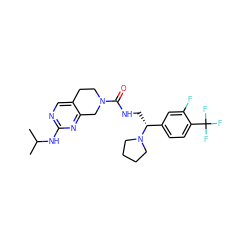 CC(C)Nc1ncc2c(n1)CN(C(=O)NC[C@H](c1ccc(C(F)(F)F)c(F)c1)N1CCCC1)CC2 ZINC001772633993