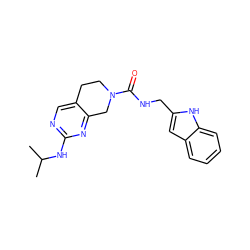 CC(C)Nc1ncc2c(n1)CN(C(=O)NCc1cc3ccccc3[nH]1)CC2 ZINC001772637760