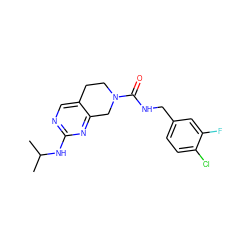 CC(C)Nc1ncc2c(n1)CN(C(=O)NCc1ccc(Cl)c(F)c1)CC2 ZINC000169326149