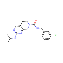 CC(C)Nc1ncc2c(n1)CN(C(=O)NCc1cccc(Cl)c1)CC2 ZINC000169325641