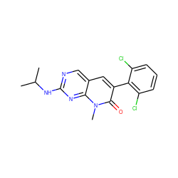 CC(C)Nc1ncc2cc(-c3c(Cl)cccc3Cl)c(=O)n(C)c2n1 ZINC000003815563