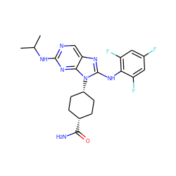 CC(C)Nc1ncc2nc(Nc3c(F)cc(F)cc3F)n([C@H]3CC[C@@H](C(N)=O)CC3)c2n1 ZINC000261180466