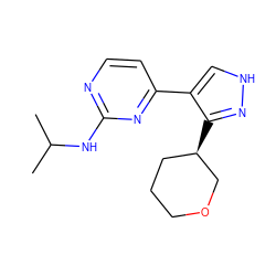 CC(C)Nc1nccc(-c2c[nH]nc2[C@@H]2CCCOC2)n1 ZINC000040940059