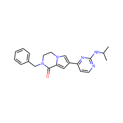 CC(C)Nc1nccc(-c2cc3n(c2)CCN(Cc2ccccc2)C3=O)n1 ZINC000473129033