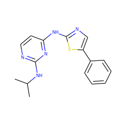 CC(C)Nc1nccc(Nc2ncc(-c3ccccc3)s2)n1 ZINC000063540351