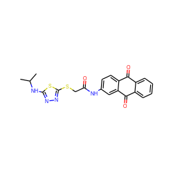 CC(C)Nc1nnc(SCC(=O)Nc2ccc3c(c2)C(=O)c2ccccc2C3=O)s1 ZINC000008691231