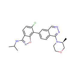 CC(C)Nc1noc2c(-c3ccc4c(N5CCOC[C@@H]5C)nncc4c3)c(Cl)ccc12 ZINC000040956441