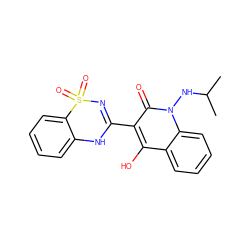 CC(C)Nn1c(=O)c(C2=NS(=O)(=O)c3ccccc3N2)c(O)c2ccccc21 ZINC000101033620