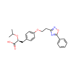 CC(C)O[C@@H](Cc1ccc(OCCc2noc(-c3ccccc3)n2)cc1)C(=O)O ZINC000026404917