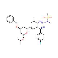 CC(C)O[C@@H]1C[C@@H](OCc2ccccc2)C[C@H](/C=C/c2c(-c3ccc(F)cc3)nc(N(C)S(C)(=O)=O)nc2C(C)C)O1 ZINC001772648326