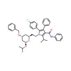 CC(C)O[C@H]1C[C@H](OCc2ccccc2)C[C@@H](CCn2c(-c3ccc(F)cc3)c(-c3ccccc3)c(C(=O)Nc3ccccc3)c2C(C)C)O1 ZINC000198427678