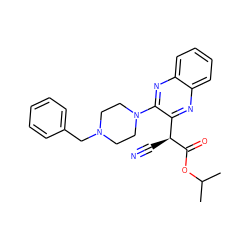 CC(C)OC(=O)[C@@H](C#N)c1nc2ccccc2nc1N1CCN(Cc2ccccc2)CC1 ZINC000057061434