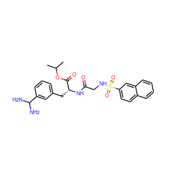 CC(C)OC(=O)[C@@H](Cc1cccc(C(N)N)c1)NC(=O)CNS(=O)(=O)c1ccc2ccccc2c1 ZINC000027630782