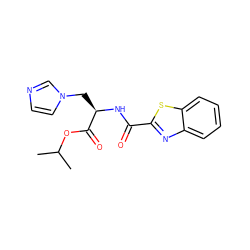 CC(C)OC(=O)[C@@H](Cn1ccnc1)NC(=O)c1nc2ccccc2s1 ZINC000473082786