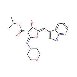 CC(C)OC(=O)[C@@H]1C(=O)/C(=C/c2c[nH]c3ncccc23)O/C1=N\N1CCOCC1 ZINC000169702617