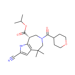 CC(C)OC(=O)[C@@H]1CN(C(=O)C2CCOCC2)CC(C)(C)c2cc(C#N)[nH]c21 ZINC000045298643