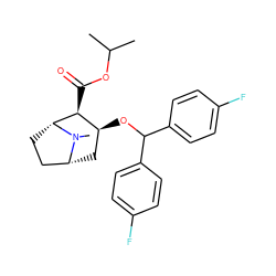 CC(C)OC(=O)[C@H]1[C@@H](OC(c2ccc(F)cc2)c2ccc(F)cc2)C[C@@H]2CC[C@H]1N2C ZINC000026734438