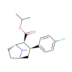 CC(C)OC(=O)[C@H]1[C@@H](c2ccc(Cl)cc2)C[C@H]2CC[C@H]1N2C ZINC000100647779