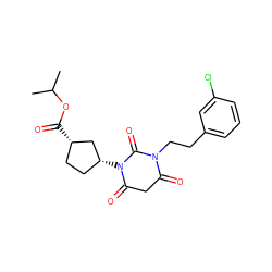 CC(C)OC(=O)[C@H]1CC[C@@H](N2C(=O)CC(=O)N(CCc3cccc(Cl)c3)C2=O)C1 ZINC000101678134