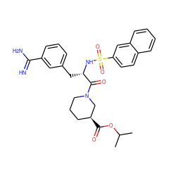 CC(C)OC(=O)[C@H]1CCCN(C(=O)[C@H](Cc2cccc(C(=N)N)c2)NS(=O)(=O)c2ccc3ccccc3c2)C1 ZINC000027525855