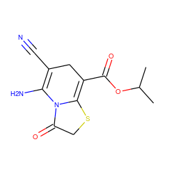 CC(C)OC(=O)C1=C2SCC(=O)N2C(N)=C(C#N)C1 ZINC000000522980