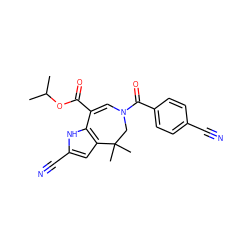 CC(C)OC(=O)C1=CN(C(=O)c2ccc(C#N)cc2)CC(C)(C)c2cc(C#N)[nH]c21 ZINC000045286584