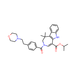 CC(C)OC(=O)C1=CN(C(=O)c2ccc(CCN3CCOCC3)cc2)CC(C)(C)c2c1[nH]c1ccccc21 ZINC000045368412