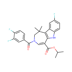 CC(C)OC(=O)C1=CN(C(=O)c2ccc(F)c(F)c2)CC(C)(C)c2c1[nH]c1ccc(F)cc21 ZINC000036410871