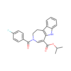 CC(C)OC(=O)C1=CN(C(=O)c2ccc(F)cc2)CCc2c1[nH]c1ccccc21 ZINC000040860227