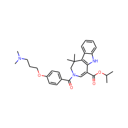 CC(C)OC(=O)C1=CN(C(=O)c2ccc(OCCCN(C)C)cc2)CC(C)(C)c2c1[nH]c1ccccc21 ZINC000045386841