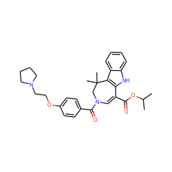 CC(C)OC(=O)C1=CN(C(=O)c2ccc(OCCN3CCCC3)cc2)CC(C)(C)c2c1[nH]c1ccccc21 ZINC000045373420