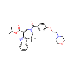 CC(C)OC(=O)C1=CN(C(=O)c2ccc(OCCN3CCOCC3)cc2)CC(C)(C)c2c1[nH]c1ccccc21 ZINC000045389056