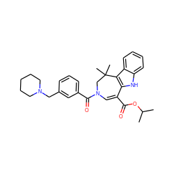 CC(C)OC(=O)C1=CN(C(=O)c2cccc(CN3CCCCC3)c2)CC(C)(C)c2c1[nH]c1ccccc21 ZINC000045369676