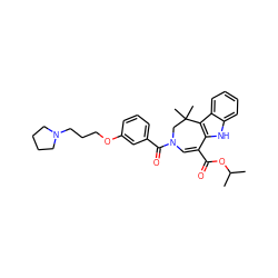 CC(C)OC(=O)C1=CN(C(=O)c2cccc(OCCCN3CCCC3)c2)CC(C)(C)c2c1[nH]c1ccccc21 ZINC000045367716