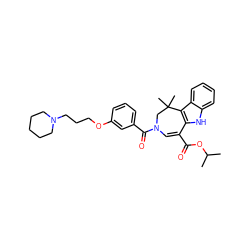 CC(C)OC(=O)C1=CN(C(=O)c2cccc(OCCCN3CCCCC3)c2)CC(C)(C)c2c1[nH]c1ccccc21 ZINC000049767304